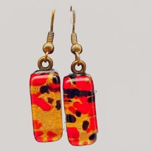 Murano Handmade Dichroic Fused Glass Drop Earrings